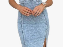 Denim Dress for Women Sleeveless Side Slit Bodycon Midi Jean Dresses for Women 2025